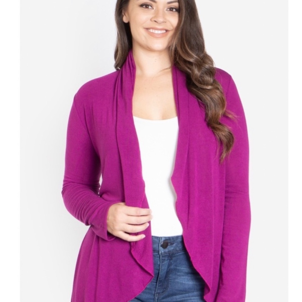 Plus Magenta Cardigan - Picture 2 of 4